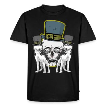 Crâne Crâne Husky Chiens Loup Halloween - T-shirt Premium bio Homme - noir - Devant - Nico (187cm)