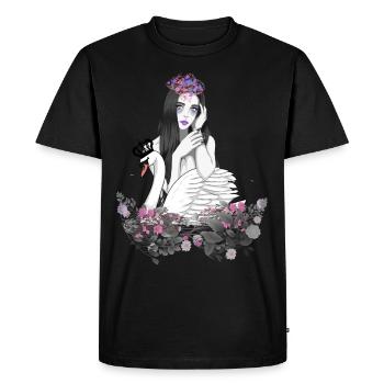 Fille Nostalgie Cygne Roi Conte de fées Fantaisie - T-shirt Premium bio Homme - noir - Devant - Nico (187cm)