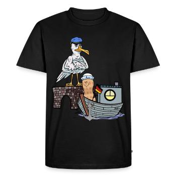 Mouette Maritime Oiseau Sailor Boat Peanut Ship - T-shirt Premium bio Homme - noir - Devant - Nico (187cm)