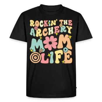 Rockin' The Archer Maman Tir À L’arc Vie Groovy Archer - T-shirt Premium bio Homme - noir - Devant - Nico (187cm)
