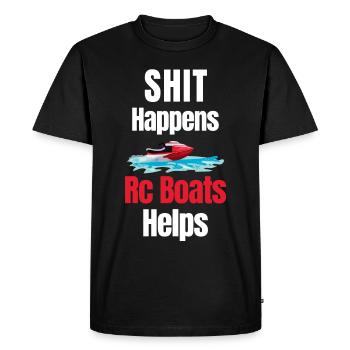Shit Happens Rc Boats Helps Captain Airboat - Men's Premium Organic T-Shirt - black - Front - Nico (187cm)