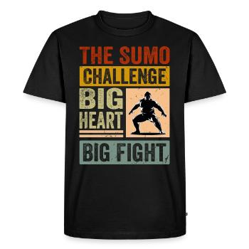 Le Sumo Challenge grand cœur grand combat - T-shirt Premium bio Homme - noir - Devant - Nico (187cm)