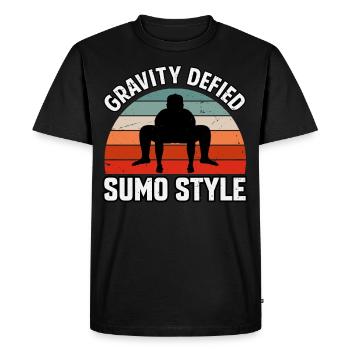 Gravity defied Sumo Style - Men's Premium Organic T-Shirt - black - Front - Nico (187cm)