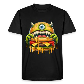 Burger Monster Fast Food Cheeseburger Halloween - T-shirt Premium bio Homme - noir - Devant - Nico (187cm)
