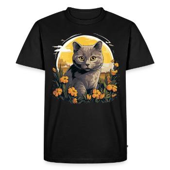 Chartreux Cat Carthusian Cat - Men's Premium Organic T-Shirt - black - Front - Nico (187cm)