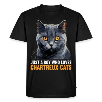 Chartreux Cat Carthusian Cat - Men's Premium Organic T-Shirt - black - Front - Nico (187cm)