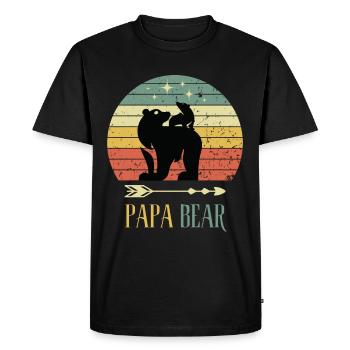 Papa Papa Ours Fête des Pères Ours Retro Kid Offspring - T-shirt Premium bio Homme - noir - Devant - Nico (187cm)