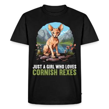 Chaton Cornish Rex Chat Cornish Rex - T-shirt Premium bio Homme - noir - Devant - Nico (187cm)