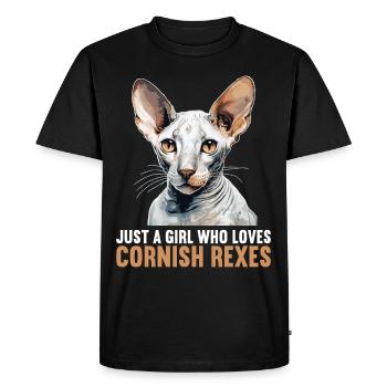 Chaton Cornish Rex Chat Cornish Rex - T-shirt Premium bio Homme - noir - Devant - Nico (187cm)