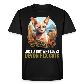 Devon Rex Kitten Devon Rex Cat - Men's Premium Organic T-Shirt - black - Front - Nico (187cm)