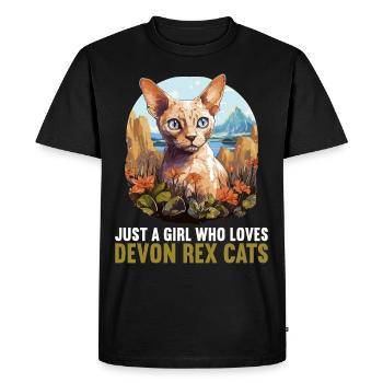 Devon Rex Kitten Devon Rex Cat - Men's Premium Organic T-Shirt - black - Front - Nico (187cm)