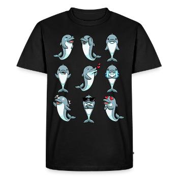 Delfin Emoticon - Männer Premium Bio T-Shirt - Schwarz - Vorne - Nico (187cm)