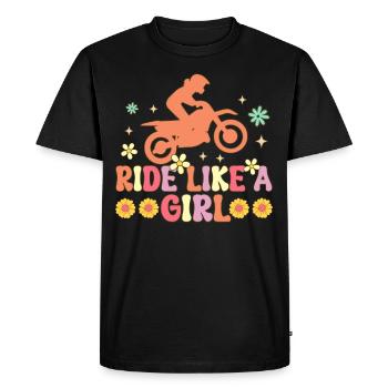 Ride Like A Girl Groovy Dirt Bike Girl Biker Motor - Men's Premium Organic T-Shirt - black - Front - Nico (187cm)