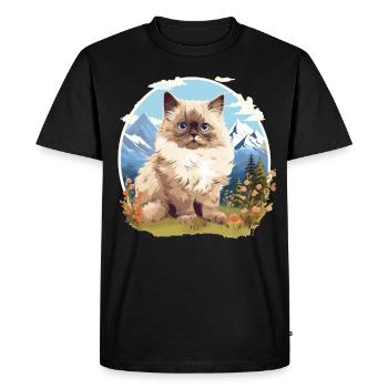 Himalayan Cat Colourpoint Katze - Men's Premium Organic T-Shirt - black - Front - Nico (187cm)