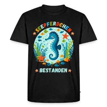Hippocampe natation test de natation enfants mignons - T-shirt Premium bio Homme - noir - Devant - Nico (187cm)