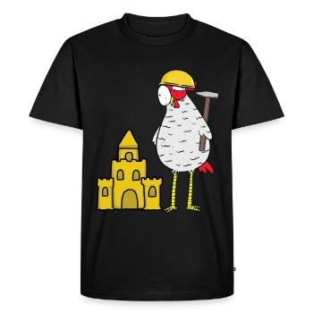 Craftsman Chicken Sandcastle Construction Site Building Builder - Men's Premium Organic T-Shirt - black - Front - Nico (187cm)