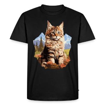 Maine Coon Chaton Maine Coon Chat - T-shirt Premium bio Homme - noir - Devant - Nico (187cm)