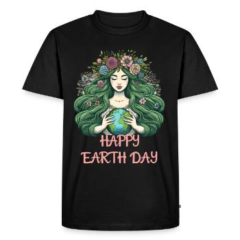 Mother Earth Happy Earth Day Nature Environment Flowers - Men's Premium Organic T-Shirt - black - Front - Nico (187cm)