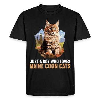 Maine Coon Chaton Maine Coon Chat - T-shirt Premium bio Homme - noir - Devant - Nico (187cm)