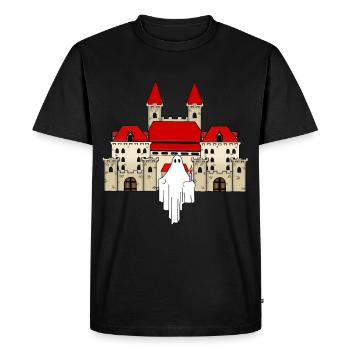 Château Fantôme Effrayant Effrayant Minuit Hanté - T-shirt Premium bio Homme - noir - Devant - Nico (187cm)