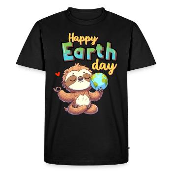 Sloth Happy Earth Day Yoga World Love Nature - Men's Premium Organic T-Shirt - black - Front - Nico (187cm)