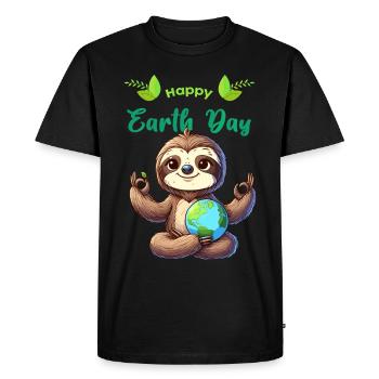 Earth Day Sloth Yoga Meditation Conservation - Men's Premium Organic T-Shirt - black - Front - Nico (187cm)
