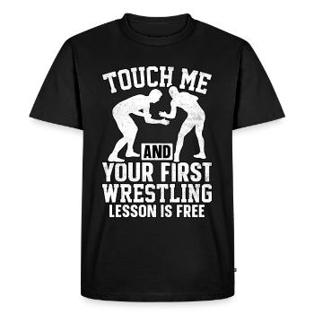 Touch men and your first Wrestling lesson is free - Men's Premium Organic T-Shirt - black - Front - Nico (187cm)