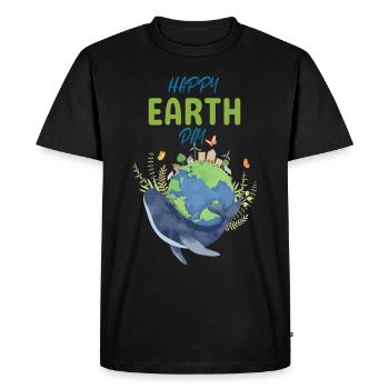 Happy Earth Day whale sea ocean earth nature valuable - Men's Premium Organic T-Shirt - black - Front - Nico (187cm)