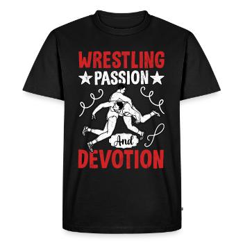 Passion et dévotion pour la lutte - T-shirt Premium bio Homme - noir - Devant - Nico (187cm)