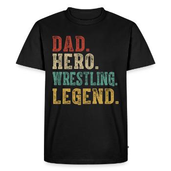 Papa Héros Lutteur Légende - T-shirt Premium bio Homme - noir - Devant - Nico (187cm)