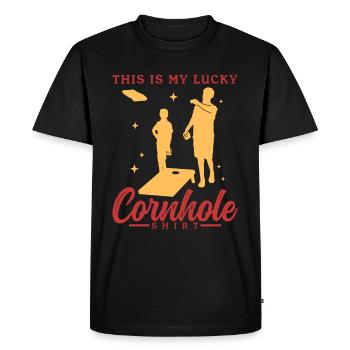 Cornhole joueur Bean Bag Blind Hole cadeau - T-shirt Premium bio Homme - noir - Devant - Nico (187cm)