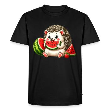 Hérisson aime la pastèque - T-shirt Premium bio Homme - noir - Devant - Nico (187cm)