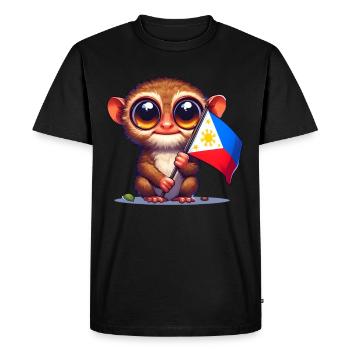 Tarsier with Philippine flag - Men's Premium Organic T-Shirt - black - Front - Nico (187cm)