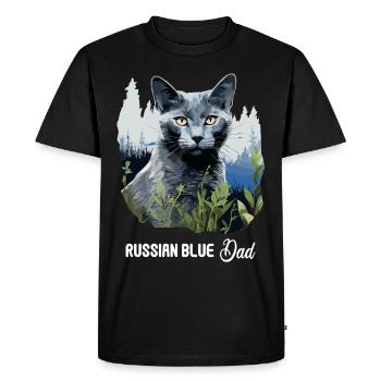 Chat bleu russe Russisch Blau Katze - T-shirt Premium bio Homme - noir - Devant - Nico (187cm)