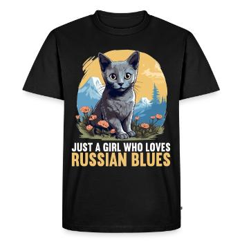 Russian Blue Cat Russisch Blau Katze - Men's Premium Organic T-Shirt - black - Front - Nico (187cm)