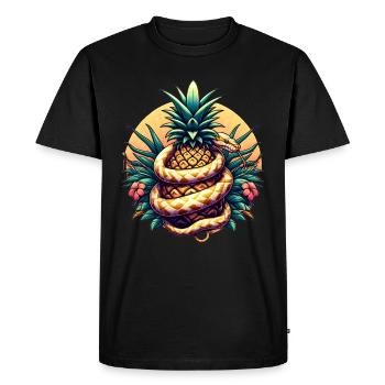 Python autour de l’ananas - T-shirt Premium bio Homme - noir - Devant - Nico (187cm)