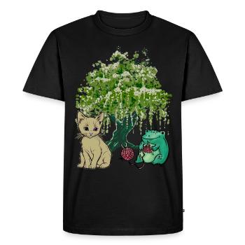 Grenouille, Chat, Nature, Amis - T-shirt Premium bio Homme - noir - Devant - Nico (187cm)