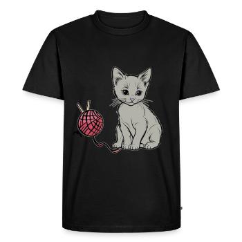 Cat Wool Play Domestic Cat Kitten - Men's Premium Organic T-Shirt - black - Front - Nico (187cm)