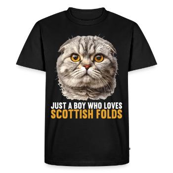 Scottish Fold Kitten Scottish Fold chat - T-shirt Premium bio Homme - noir - Devant - Nico (187cm)