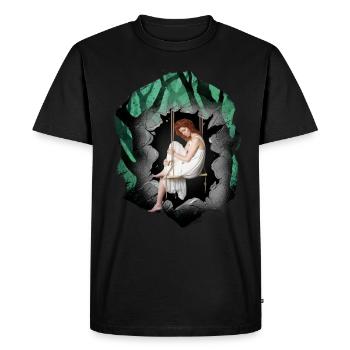 Fille, Forêt, Sensuel, Romantique - T-shirt Premium bio Homme - noir - Devant - Nico (187cm)