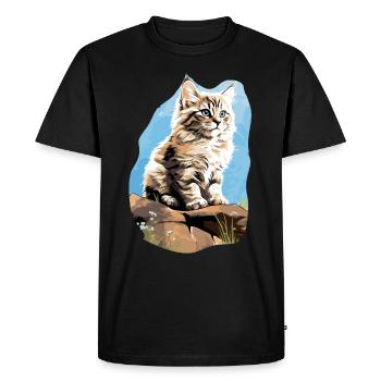 Chat sibérien Sibirische Katze - T-shirt Premium bio Homme - noir - Devant - Nico (187cm)