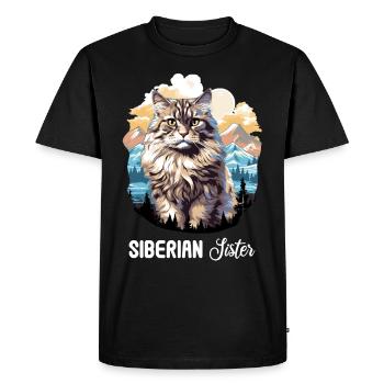 Chat Sibérien Sibirische Katze - T-shirt Premium bio Homme - noir - Devant - Nico (187cm)