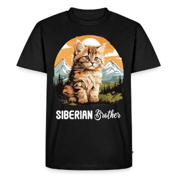 Chat Sibérien Sibirische Katze - T-shirt Premium bio Homme - noir - Devant - Nico (187cm)