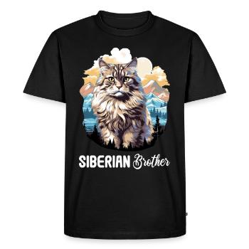Chat Sibérien Sibirische Katze - T-shirt Premium bio Homme - noir - Devant - Nico (187cm)