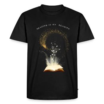 Reading is my religion - Men's Premium Organic T-Shirt - black - Front - Nico (187cm)