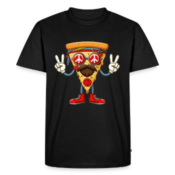 Pizza hippie avec signe de paix - T-shirt Premium bio Homme - noir - Devant - Nico (187cm)