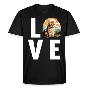Chat Sibérien Sibirische Katze - T-shirt Premium bio Homme - noir - Devant - Nico (187cm)
