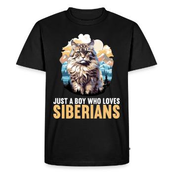Chat Sibérien Sibirische Katze - T-shirt Premium bio Homme - noir - Devant - Nico (187cm)