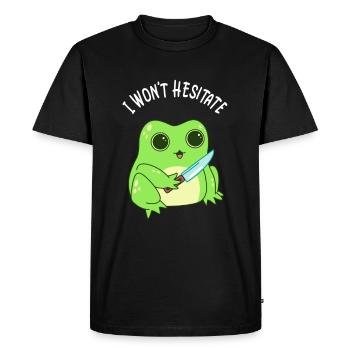 Crazy Kawaii Frog With Knife - Men's Premium Organic T-Shirt - black - Front - Nico (187cm)