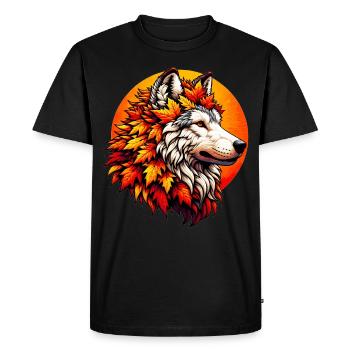 Wolf with a mane of autumn leaves - Men's Premium Organic T-Shirt - black - Front - Nico (187cm)